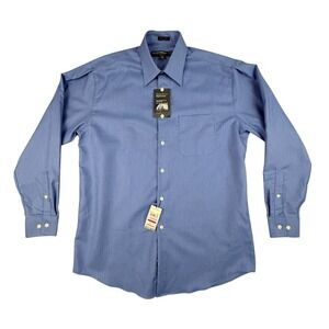Perry Ellis Portfolio Dress Shirt Mens 16 34/35 L Wrinkle Free Deco Blue New Tag